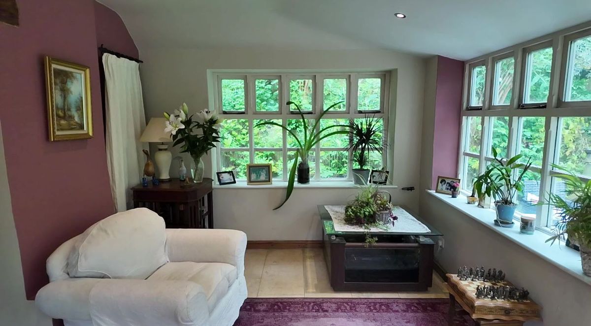 Comfortable seating area under a solid roof